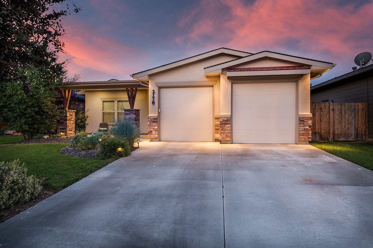 Florida home glowing at twilight