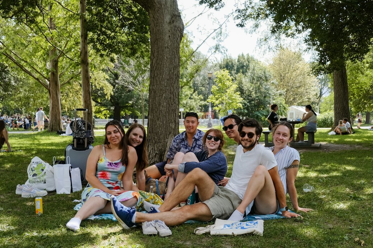 The team enjoying an outdoor activity together